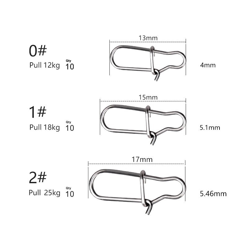 Fishing Snaps Stainless Steel Hard Lure Connector 100PCS Solid Safety Pin Barrek Hook