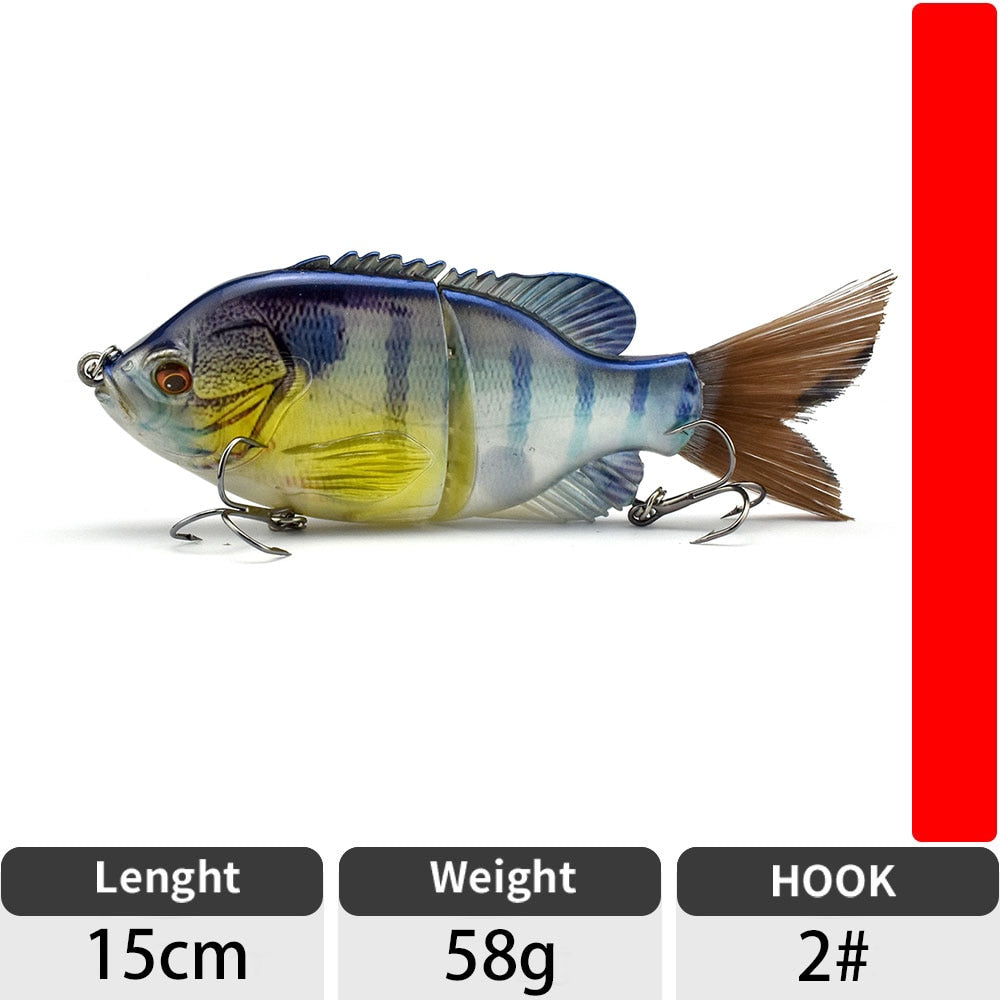 ODS 150mm 58g Fishing Lure Jointed Lures Hard Bait Sinking Lure Swimbait brush Tail bass lure