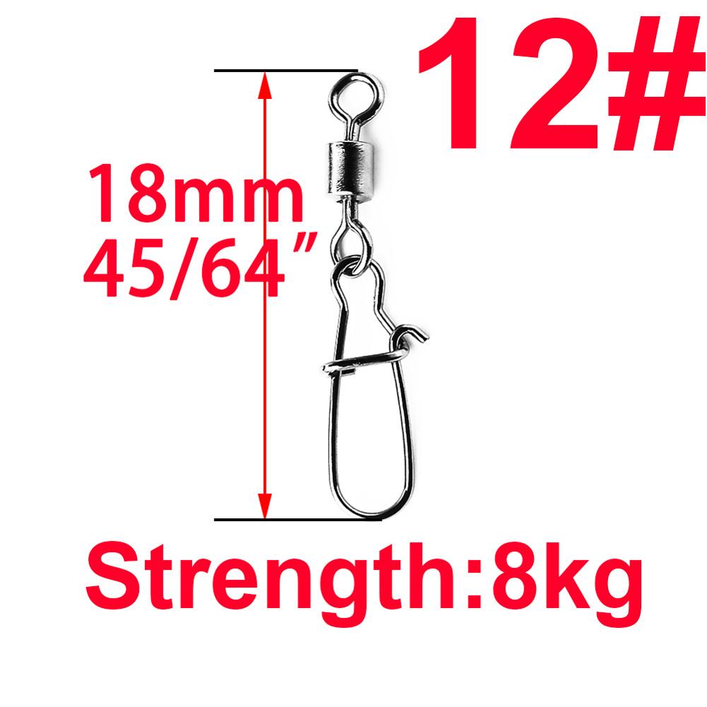 14# Fishing Connector Rolling Swivel Fish Pin Bearing Stainless Steel Snap Hook Lure Tackle