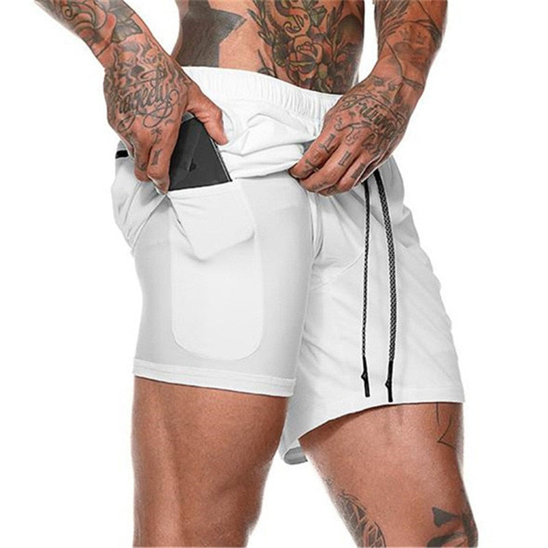 Running Shorts Mens 2 in 1 Sports Shorts Male double-deck Quick Drying Sports men