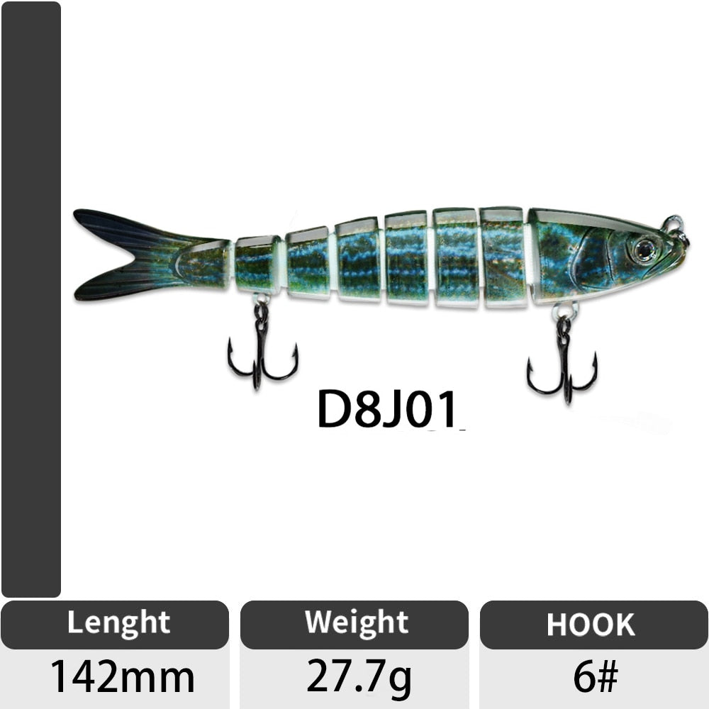 Sinking Wobblers Fishing Lures Jointed Crankbait Swimbait 8 Segment Hard Artificial