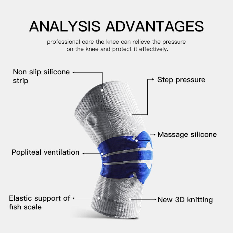 1 Piece Silicone Full Knee Brace Strap Patella Medial Support Strong Meniscus Compression Protection