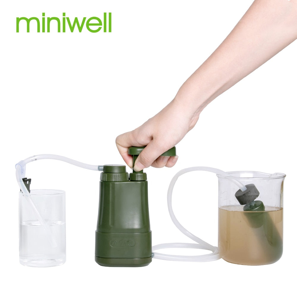 Miniwell Water Purification mini Pump, Backpacking Water Filter Purifier for Hiking, Camping