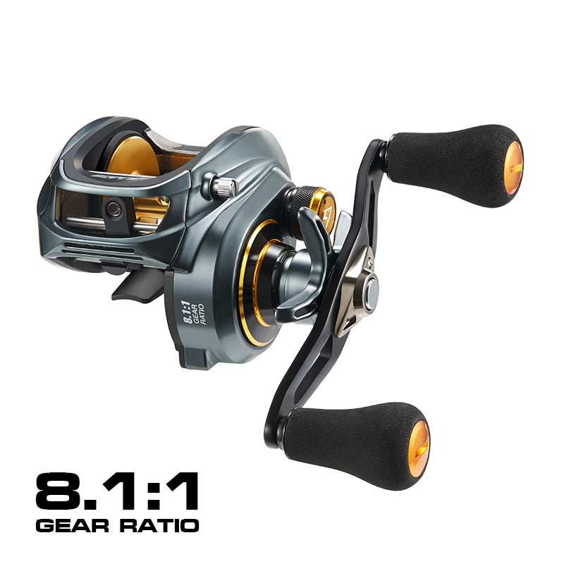 Profile Baitcasting Reel 15KG Max Drag 8+1 Bearings Aluminum Frame Freshwater Saltwater