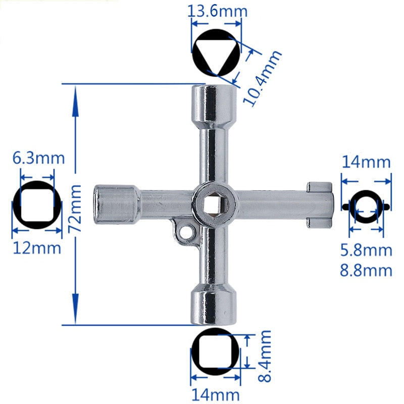 Multifunction 4 Ways Universal Triangle Wrench Key Plumber Keys Triangle For Gas