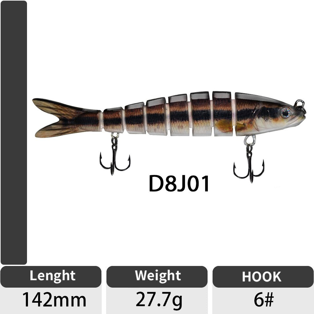 Sinking Wobblers Fishing Lures Jointed Crankbait Swimbait 8 Segment Hard Artificial