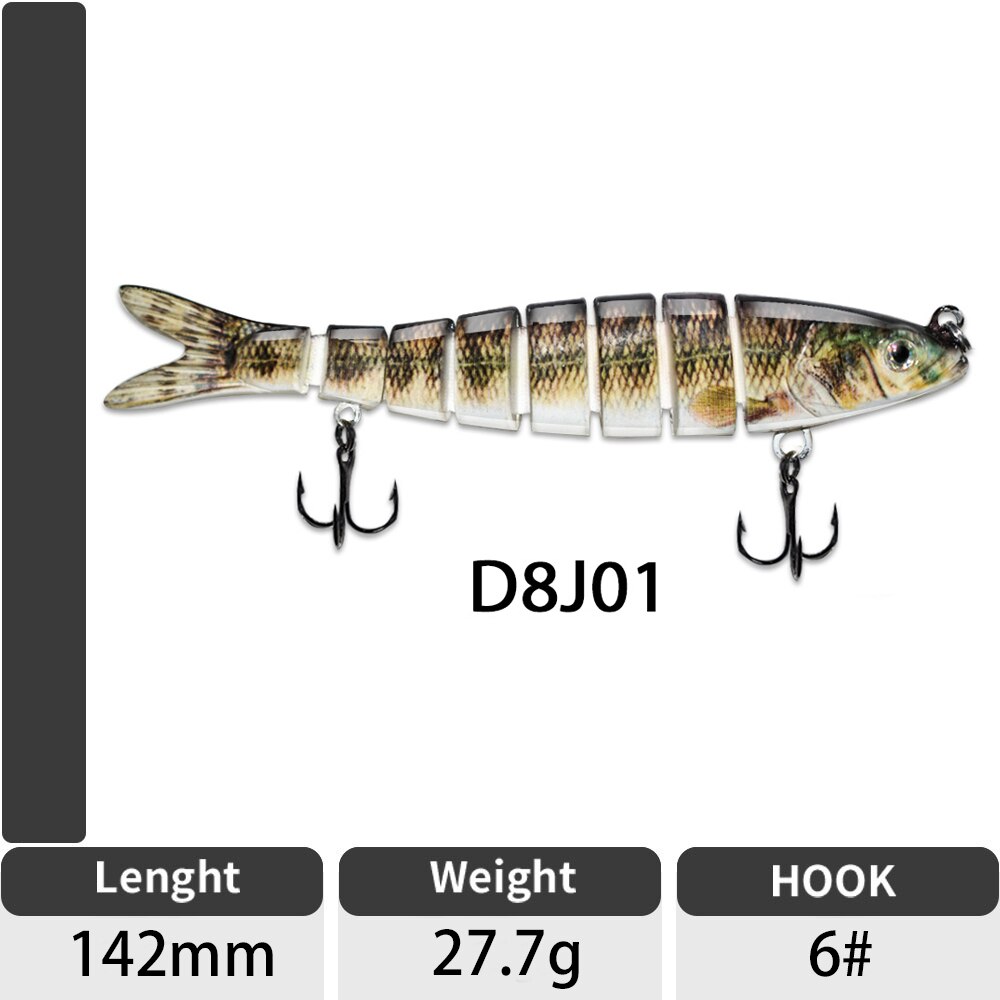 Sinking Wobblers Fishing Lures Jointed Crankbait Swimbait 8 Segment Hard Artificial