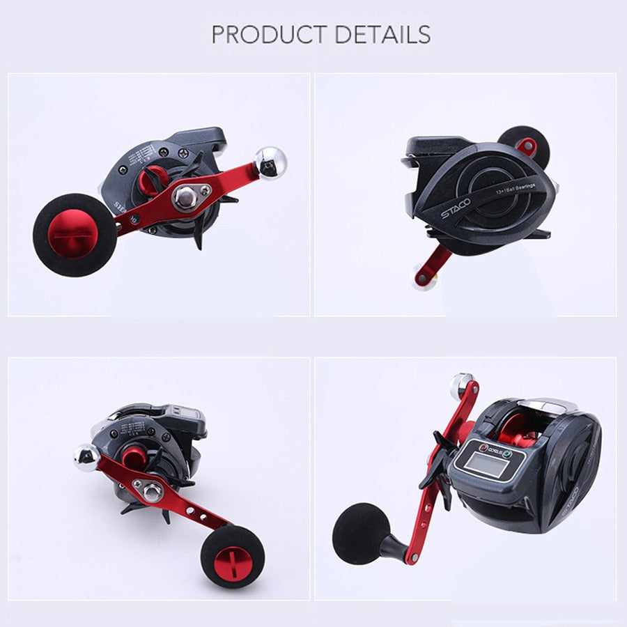 6.3:1 13+1BB Fishing Reel Left / Right Hand Low Profile Line Counter Fishing Tackle Gear