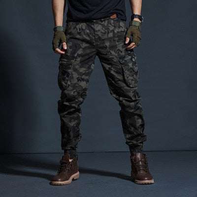 Military Tactical Pants Mens Joggers Camouflage Cargo Casual Pants Male 100% Cotton