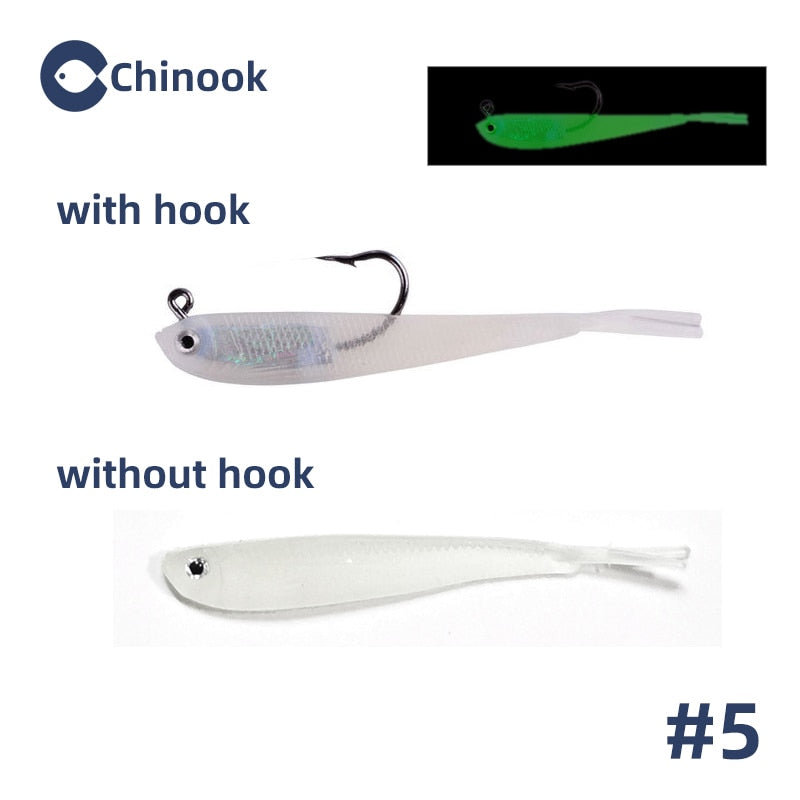 5pcs Lure Soft Bait SoftFish Fork Tail with or without Hook Fluke Swimbaits