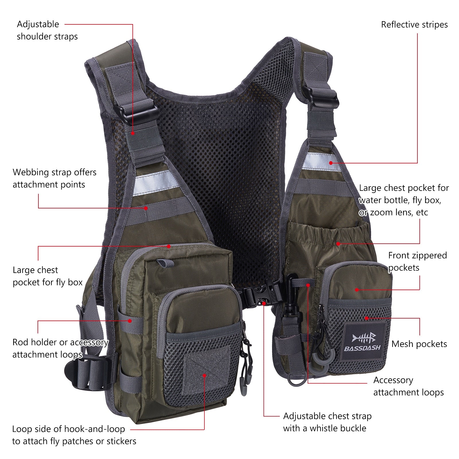 FV08 Ultra Lightweight Fly Fishing Vest for Men and Women Portable Chest Pack