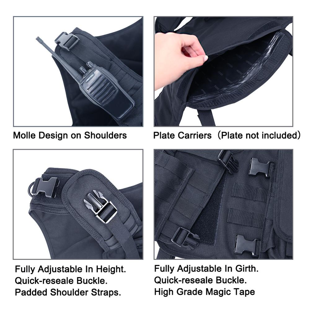 MGFLASHFORCE Molle Airsoft Vest Tactical Vest Plate Carrier Swat Fishing Hunting