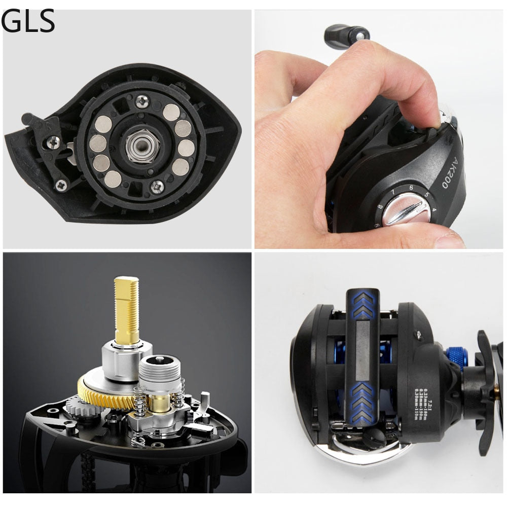 GLS Metal winding ring Series Baitcasting Reel 7.2:1 Ultra-Light 8KG MAX Drag Power