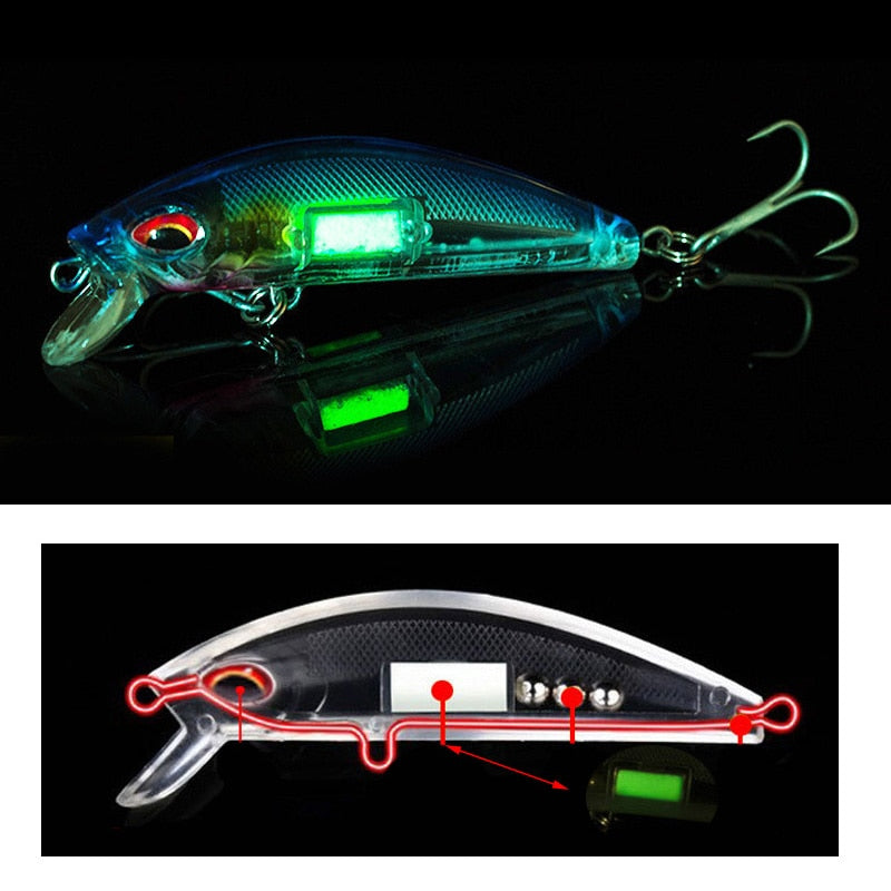3D Eyes Luminous Minnow Fishing Lures 7cm 11.5g Jig Sinking Wobblers Hard Bait Artificial
