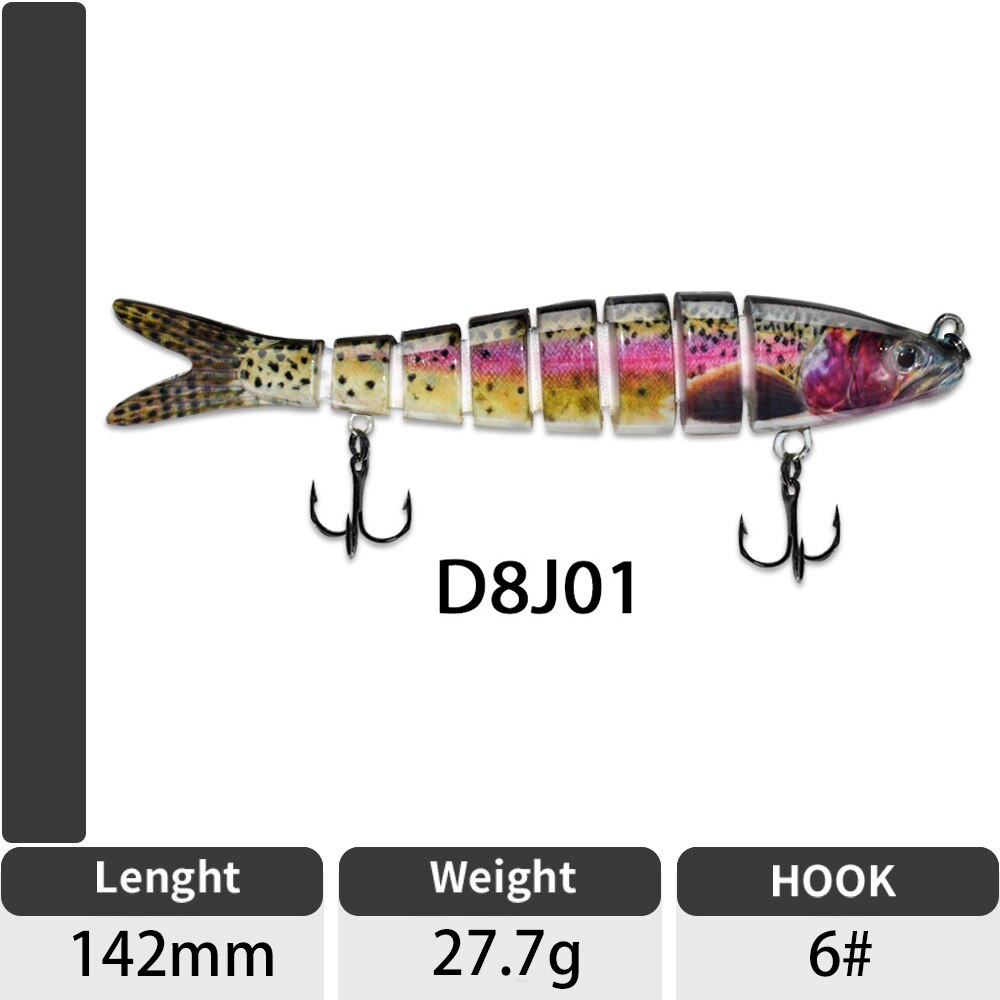 Sinking Wobblers Fishing Lures Jointed Crankbait Swimbait 8 Segment Hard Artificial