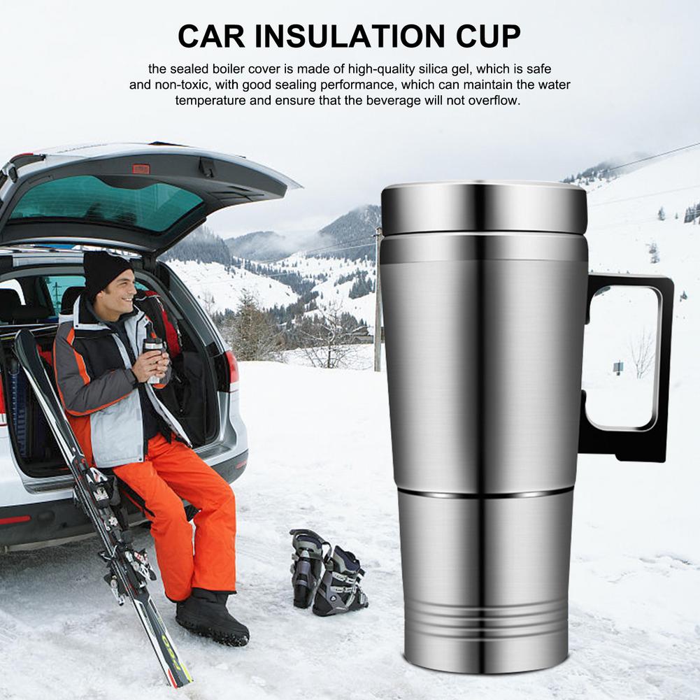 Stainless Steel Vehicle Heating Cup 12V/24V Heat Insulation Electric Car Kettle Camping