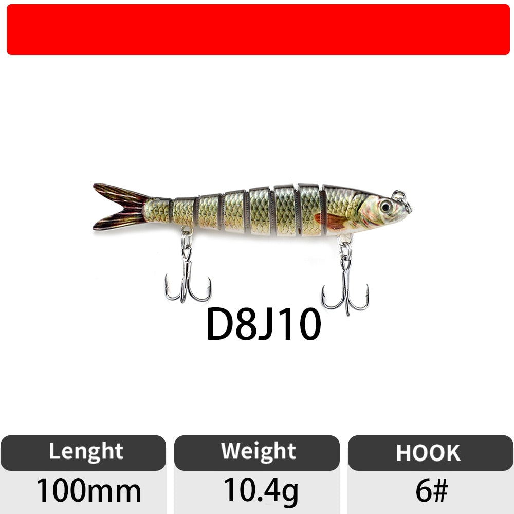 Sinking Wobblers Fishing Lures Jointed Crankbait Swimbait 8 Segment Hard Artificial