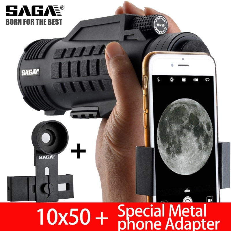 Saga Professional Monocular Telescope 8/10/12X42/50 Mini Telescopio Bak4 Prism