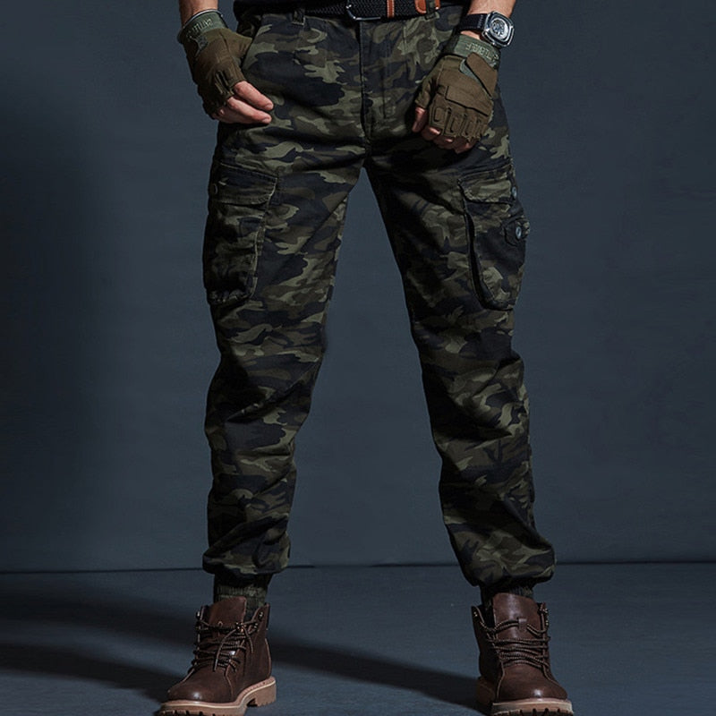 Military Tactical Pants Mens Joggers Camouflage Cargo Casual Pants Male 100% Cotton