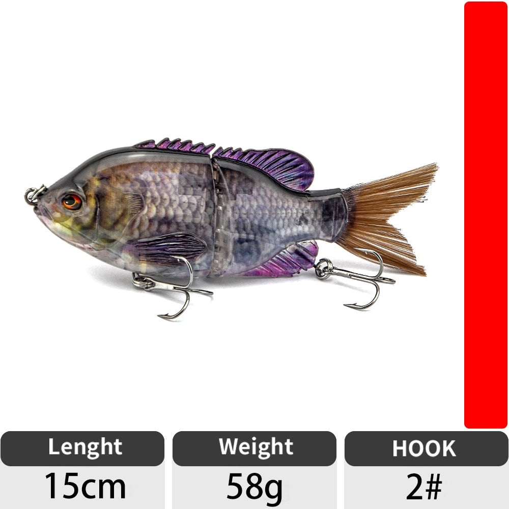 ODS 150mm 58g Fishing Lure Jointed Lures Hard Bait Sinking Lure Swimbait brush Tail bass lure