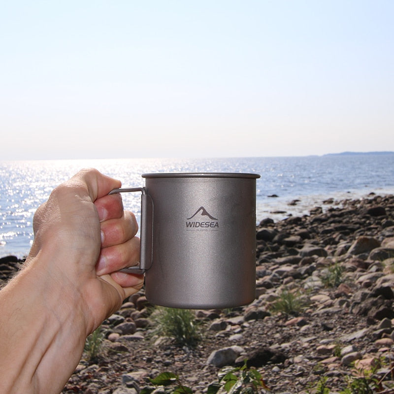 Widesea Camping Mug Titanium Cup Tourist Picnic Tableware Utensils Equipment Outdoor