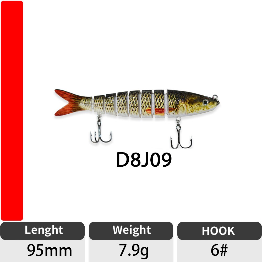 Sinking Wobblers Fishing Lures Jointed Crankbait Swimbait 8 Segment Hard Artificial