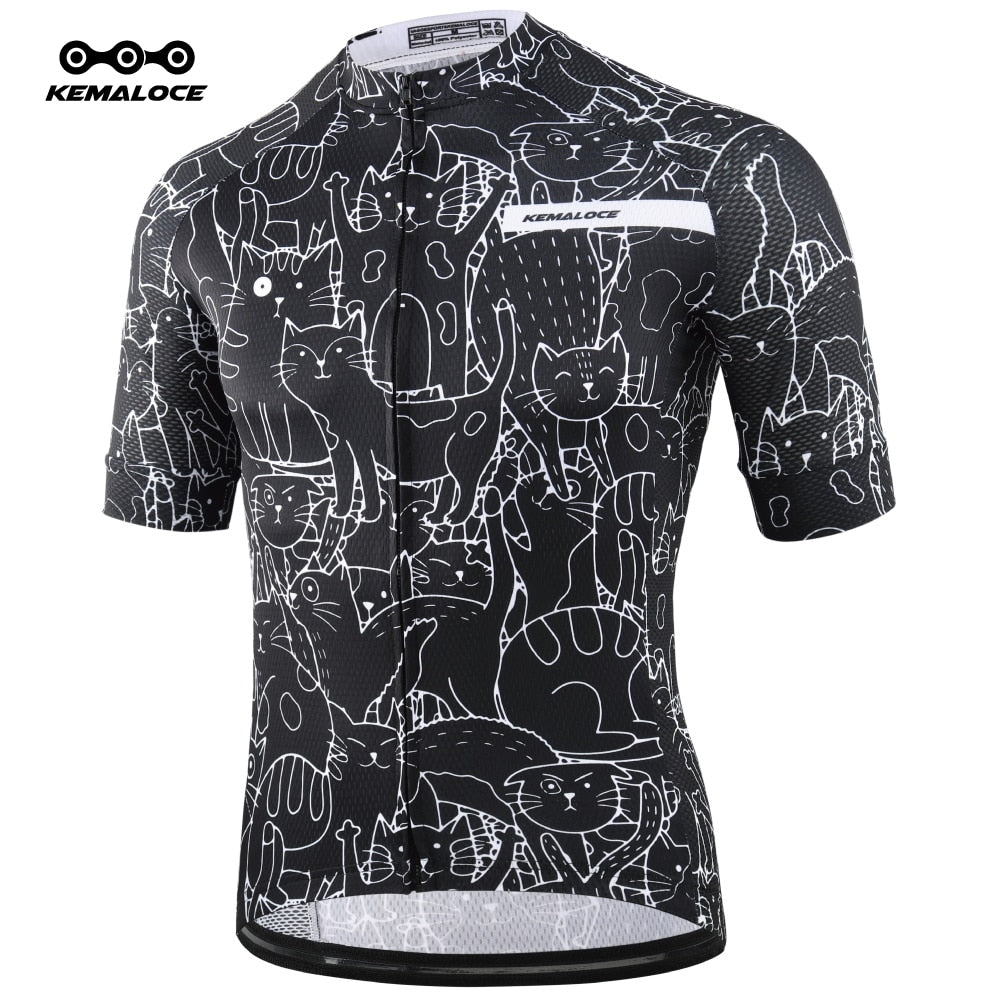 KEMALOCE Breathable Unisex White Cartoon Cycling Jersey Spring Anti-Pilling Eco-Friendly