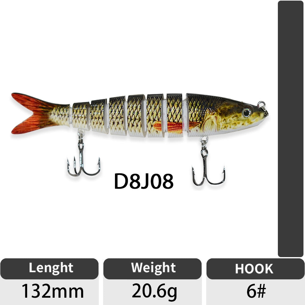 Sinking Wobblers Fishing Lures Jointed Crankbait Swimbait 8 Segment Hard Artificial