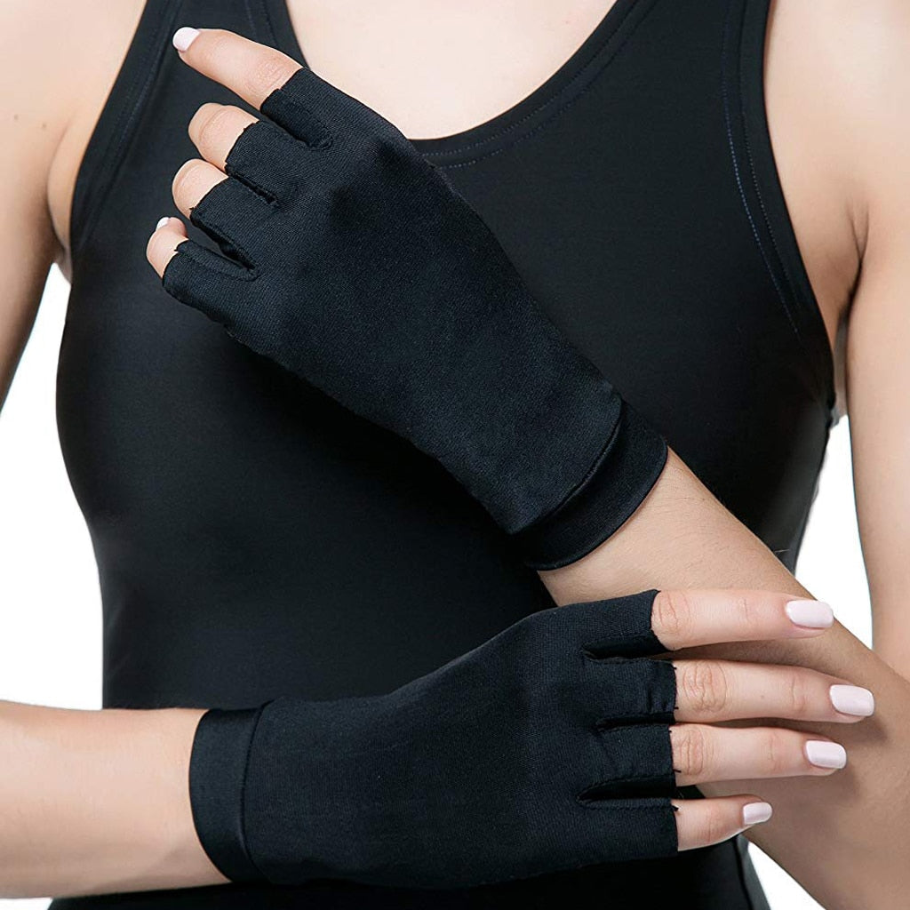 WorthWhile 1 Pair Compression Arthritis Gloves for Women Men Joint Pain Relief Half Finger