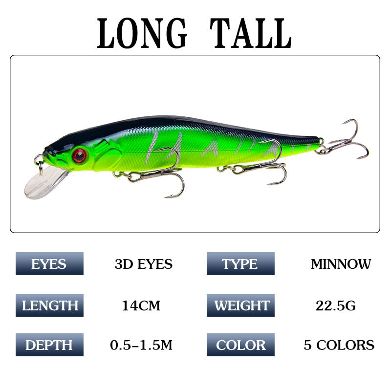 Minnow Fishing Lures Wobbler Hard Baits Crankbaits ABS Artificial Lure For Bass Pike