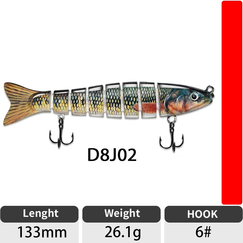 Sinking Wobblers Fishing Lures Jointed Crankbait Swimbait 8 Segment Hard Artificial