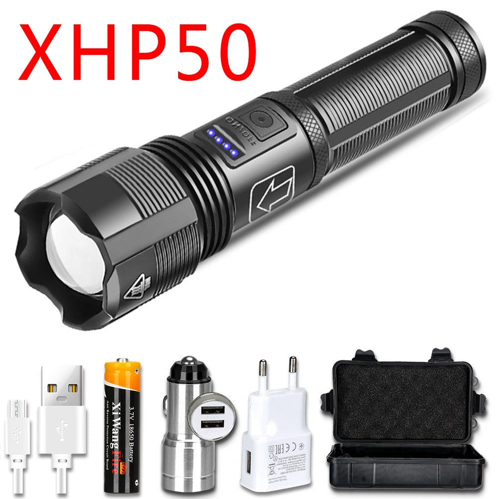 4 Core Led Flashlight Aluminum Alloy XHP70.2 XHP50.2 Tactical Hunting Torch Usb