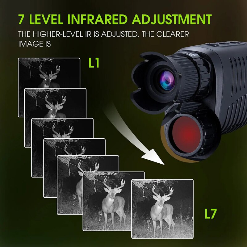 Monocular Night Vision Device 1080P HD Infrared 5x Digital Zoom Hunting