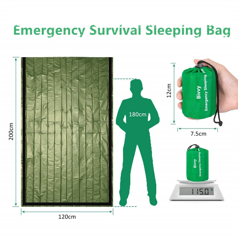 Thermal Emergency Sleeping Bag Bivy Sack - Survival Blanket Bags Camping, Hiking,Waterproof Lightweight