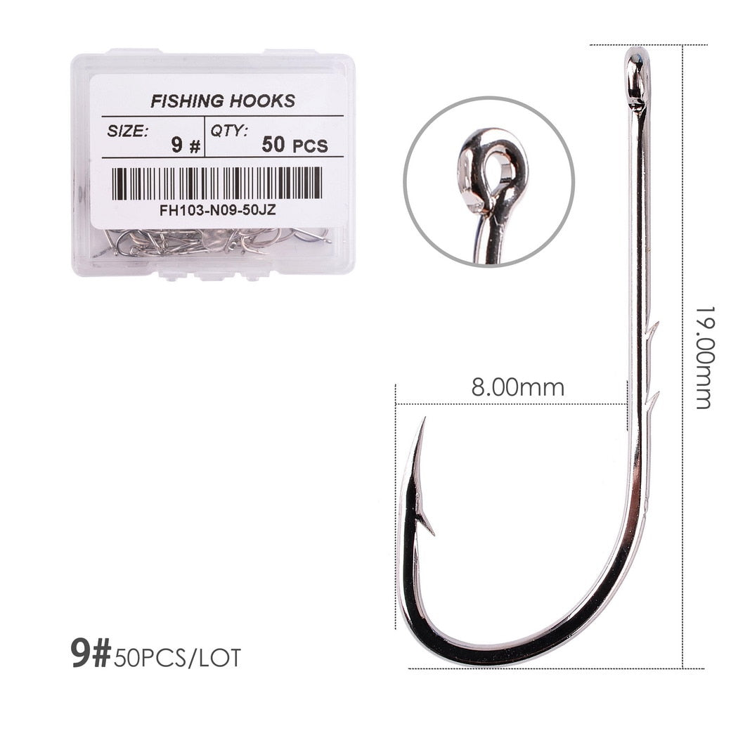 Shank Fishing Hook 1#-12# Fish Hooks High Carbon Steel Sharp Barbed Offset Narrow