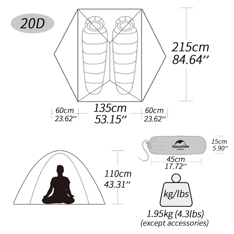 Star River 2 Tent 2 Person Ultralight Waterproof Camping Tent Double Layer 4 Seasons Tent Outdoor