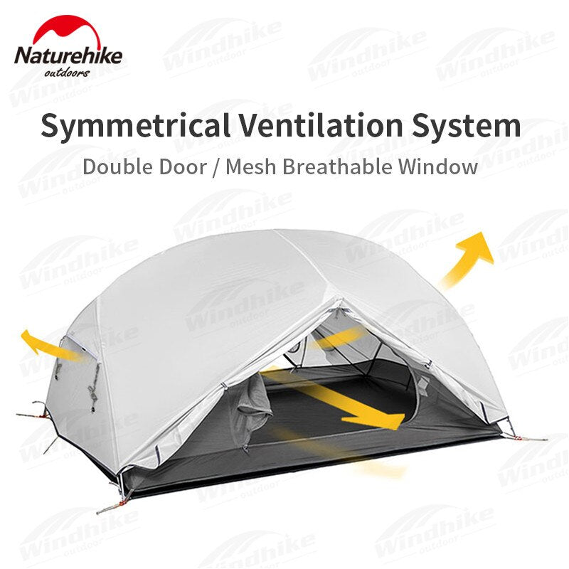 Naturehike Mongar 2-3 Person Camping Tent 15D Nylon Upgrade Double Layer Outdoor