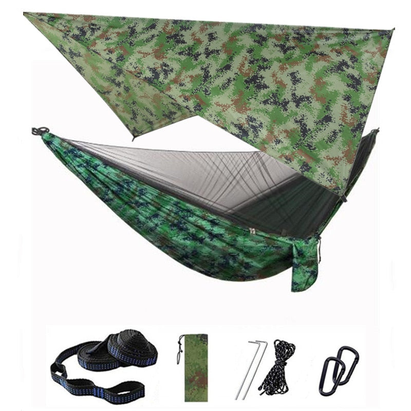 Hammock Mosquito Net and Hammock Canopy Portable Nylon Hammock Rain Fly Tree