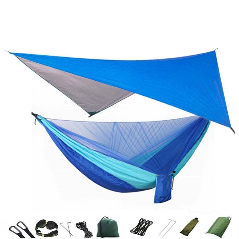 Hammock Mosquito Net and Hammock Canopy Portable Nylon Hammock Rain Fly Tree