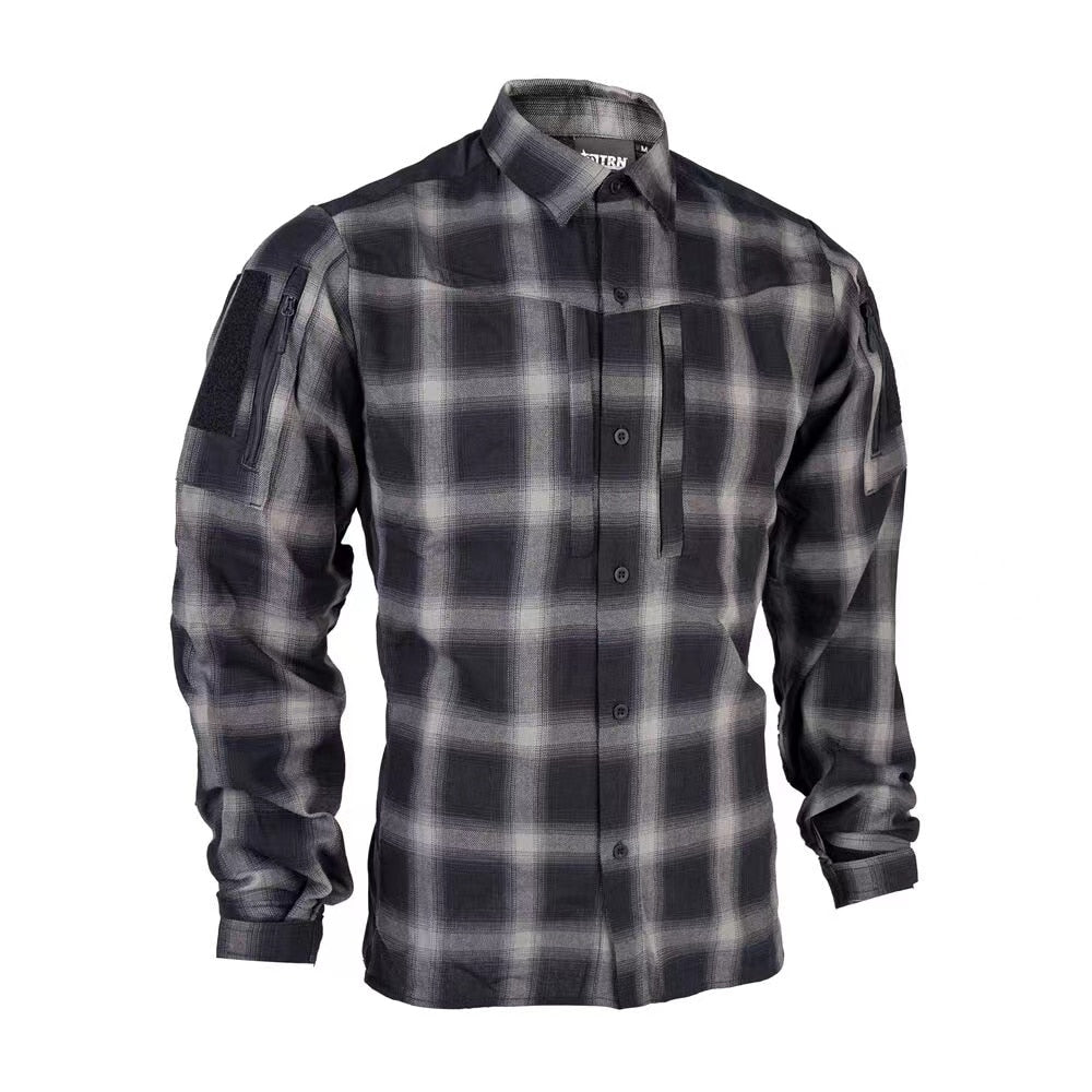 Bacraft TRN Tactical Plaid Shirt Long Sleeve Breathable Tactical Combat Commuting Shirt