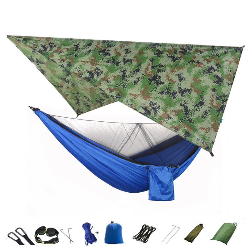 Hammock Mosquito Net and Hammock Canopy Portable Nylon Hammock Rain Fly Tree