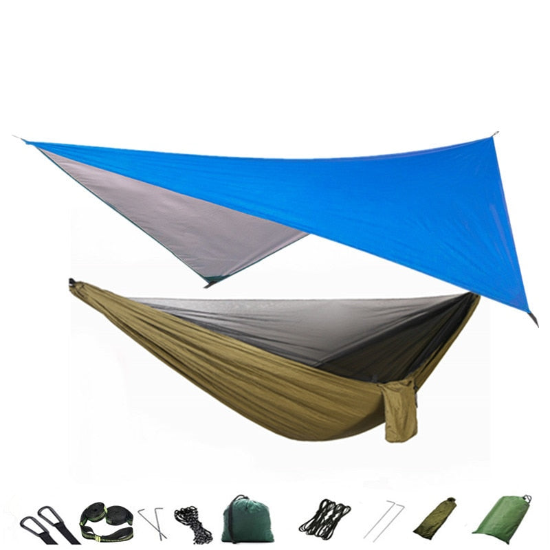 Hammock Mosquito Net and Hammock Canopy Portable Nylon Hammock Rain Fly Tree