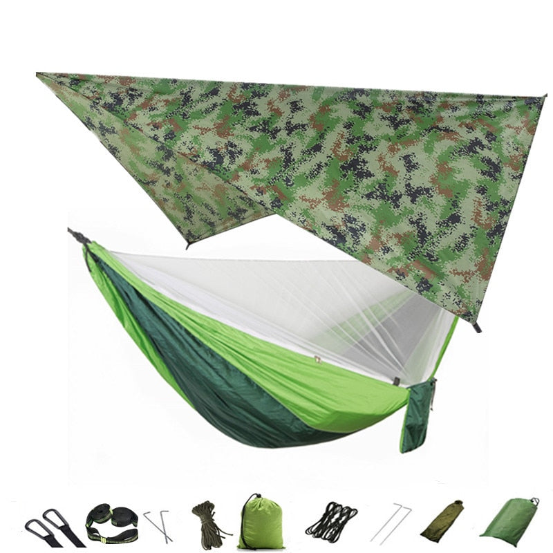 Hammock Mosquito Net and Hammock Canopy Portable Nylon Hammock Rain Fly Tree