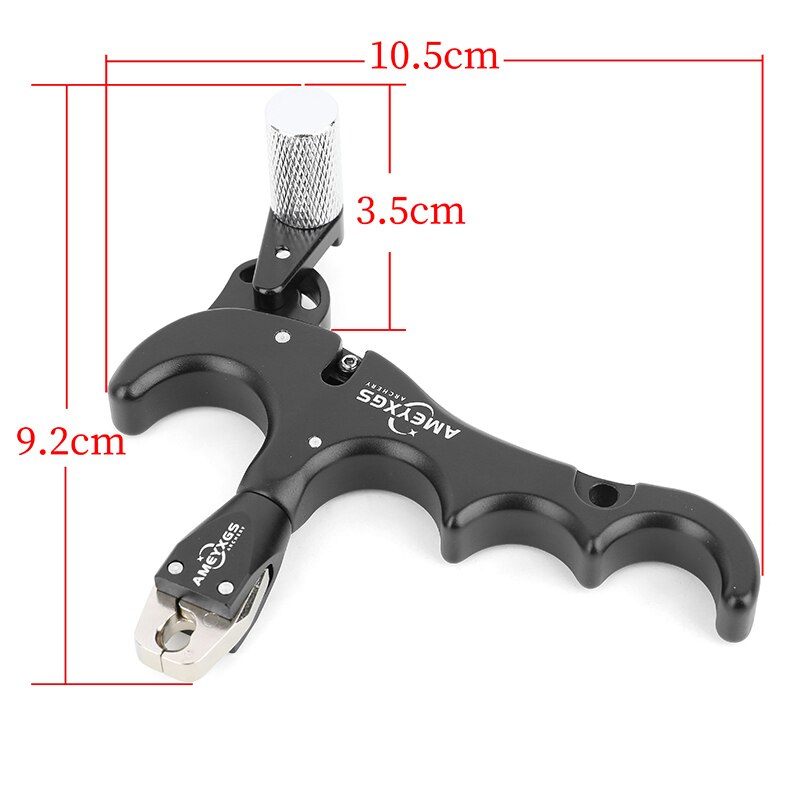 4 Finger Compound Bow Release Aids Aluminum Alloy Thumb Trigger Grip 360 Degree