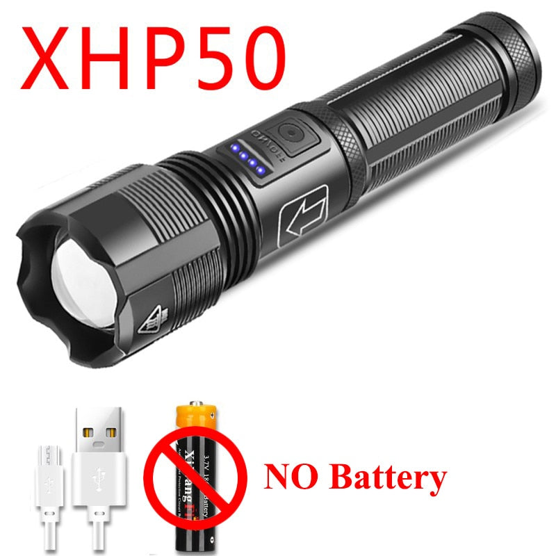 4 Core Led Flashlight Aluminum Alloy XHP70.2 XHP50.2 Tactical Hunting Torch Usb