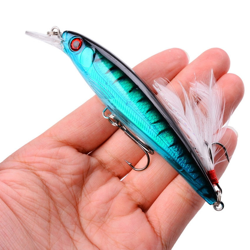 Laser Minnow Fishing Lure 11CM 13G pesca hooks fish wobbler tackle crankbait artificial