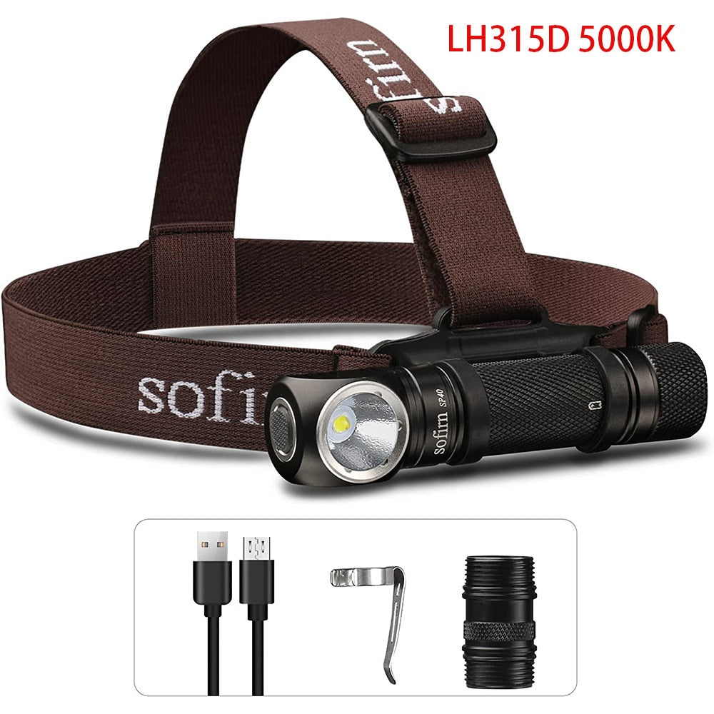 Sofirn SP40 Headlamp LED EDC 18650 Rechargeable Head Lamp 1200lm Bright Outdoor