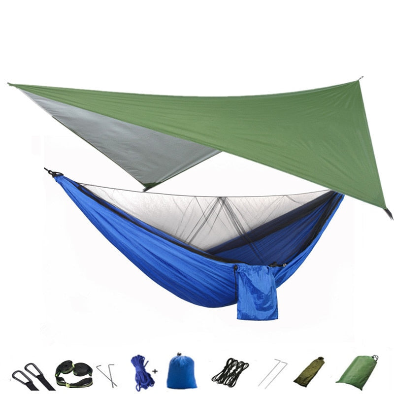 Hammock Mosquito Net and Hammock Canopy Portable Nylon Hammock Rain Fly Tree