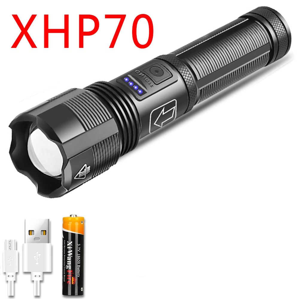 4 Core Led Flashlight Aluminum Alloy XHP70.2 XHP50.2 Tactical Hunting Torch Usb