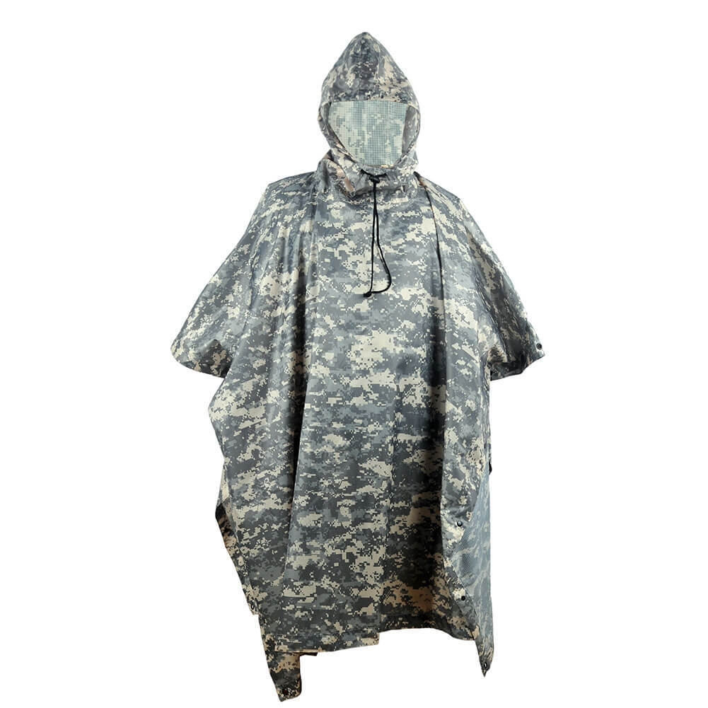 Outdoor Hooded Breathable Rainwear Camo Poncho Army Tactical Raincoat Camping